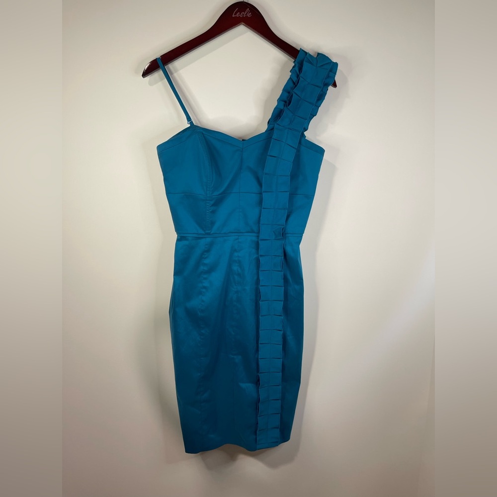 Jessica Simpson Blue Asymmetrical‎ Ruched Cocktail Dress